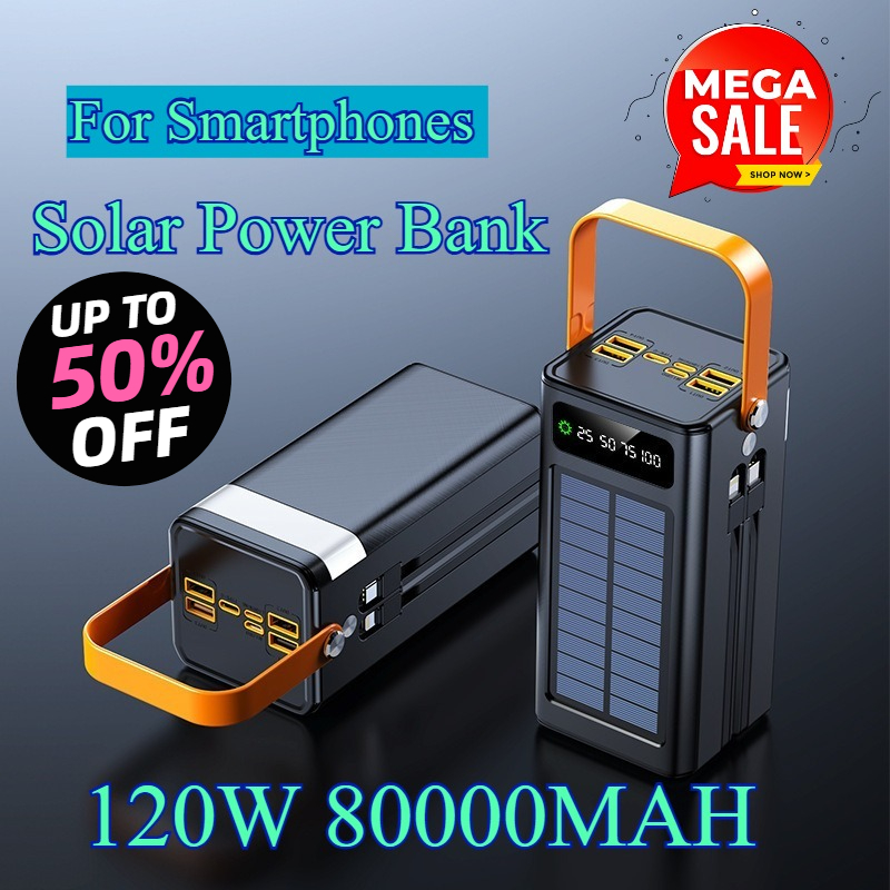Solar Emergency Charger - 80000mAh Solar-Powerbank 120W Superschnell Großkapazität Tragbar