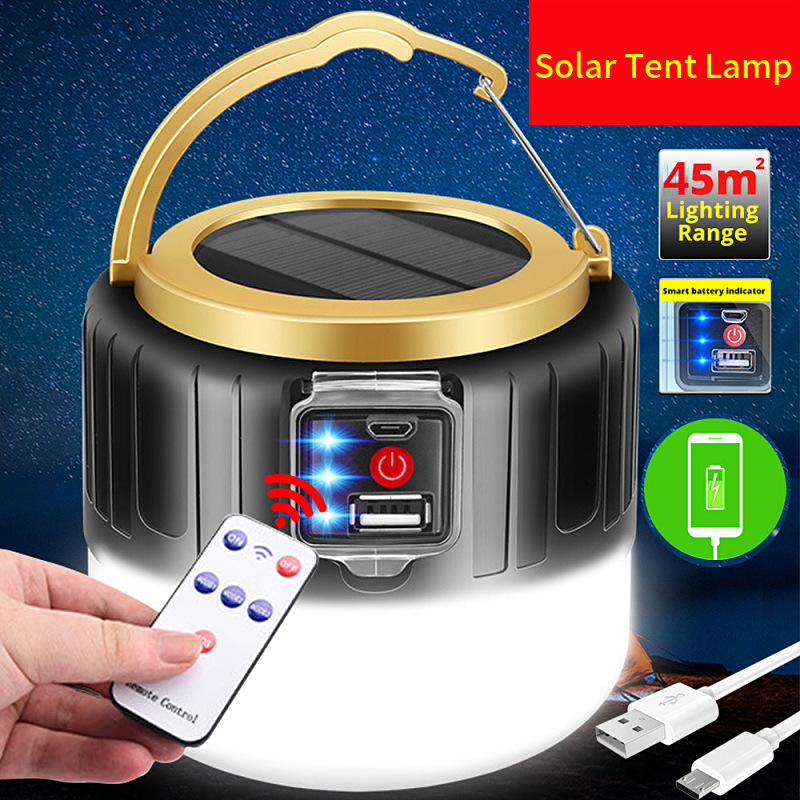 Solar Emergency Charger - 280 Watt Solar-LED-Campinglampe, wiederaufladbare USB-Glühbirne für